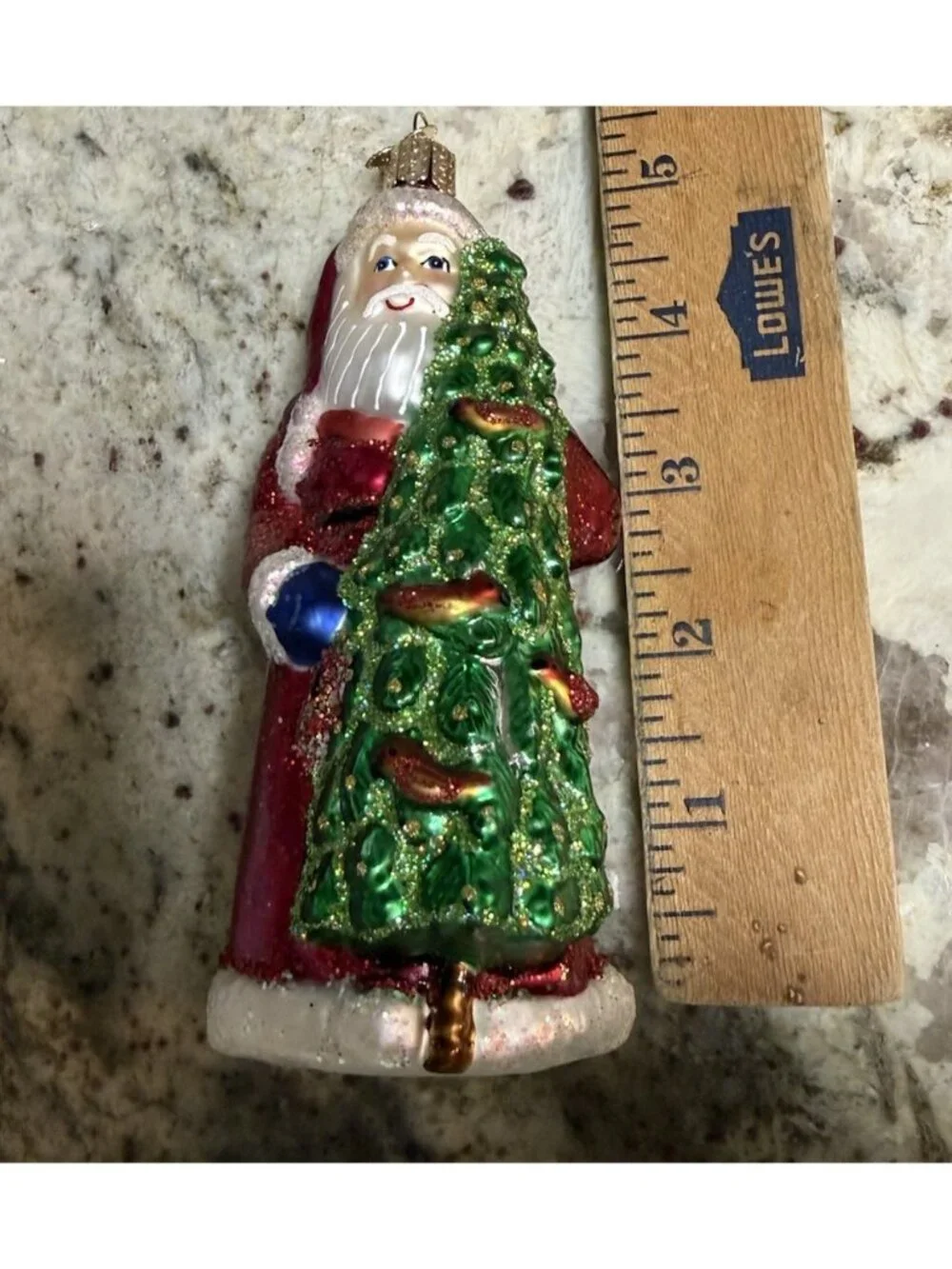 HandPainted Old World Christmas GERMAN SANTA Mercury Glass Ornament Tree Decor L